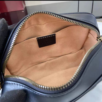 Vintage Quilted Small Square Bag with Gold Metal Buckle - Soft Leather Crossbody/Shoulder Bag