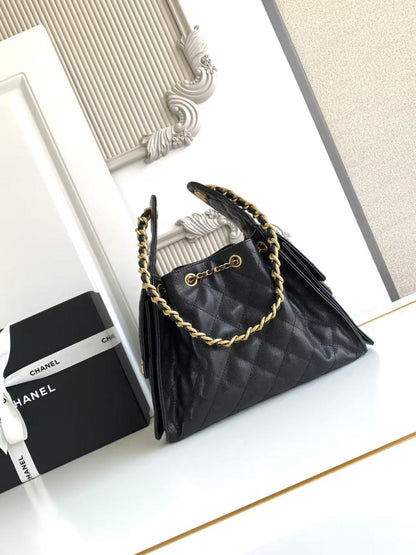 CC 25 Small Handbag Grained Calfskin & Gold-Tone Metal Bag